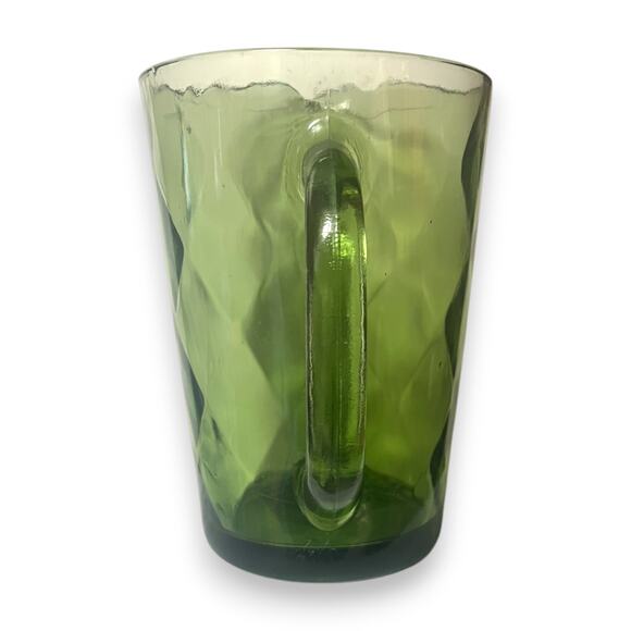 Vintage Hazel Atlas Harlequin Diamond Pattern Glass Pitcher 64 oz. Avocado Green - Picture 2 of 5
